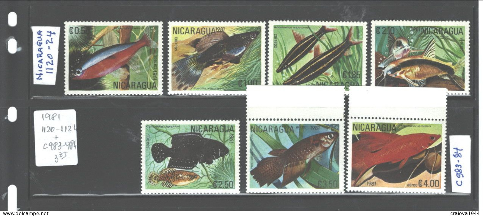 NICARAGUA 1981 "FISH" #1120-1124 & #C983-C984 MNH - Nicaragua