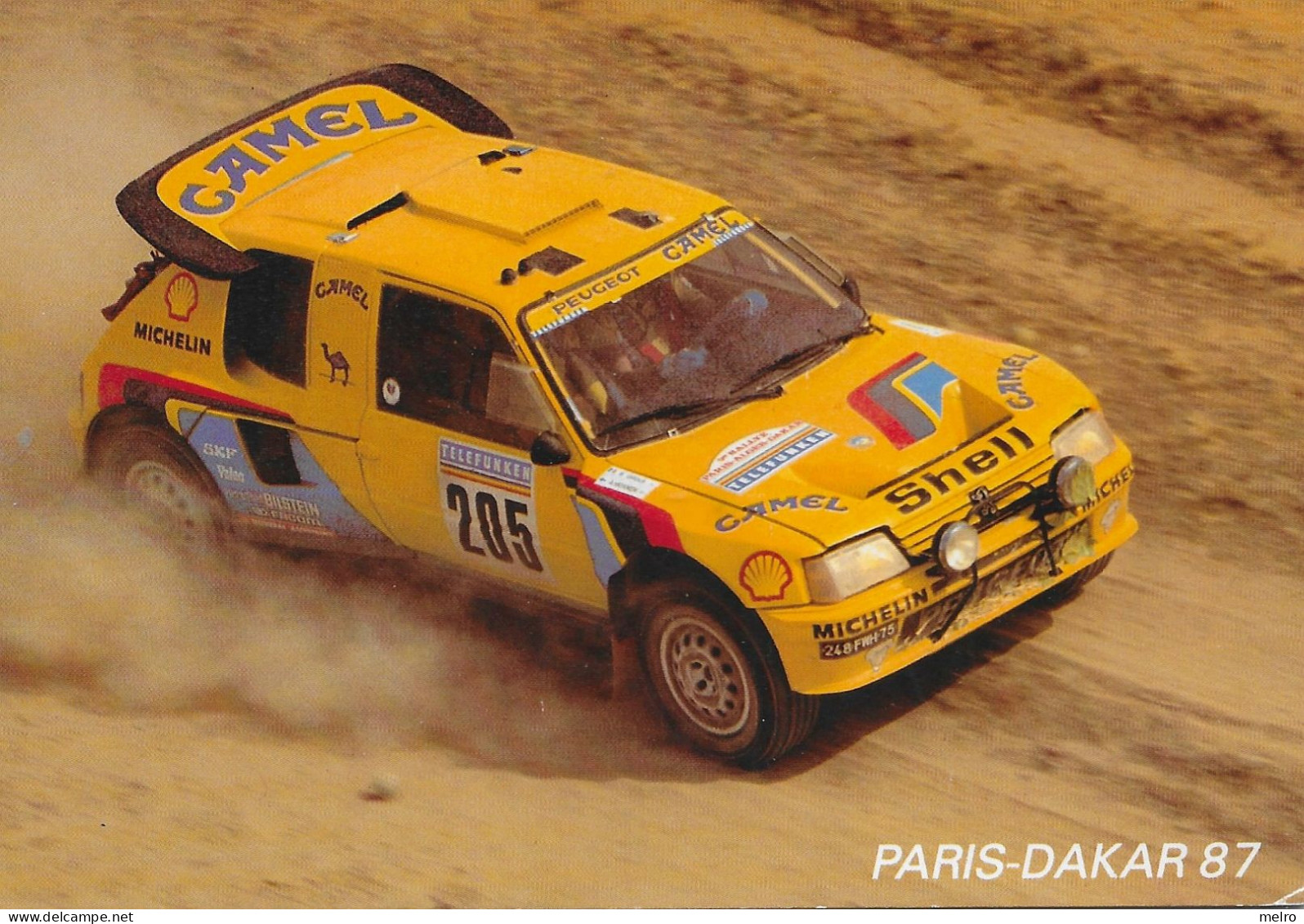 CPSM - Rallye PARIS-Dakar 87. (1) 205 Turbo 16 - A.Vatanen - B.Giroux (2) 205 Turbo 16 - S.Mehta - M.Doughty - Rallyes