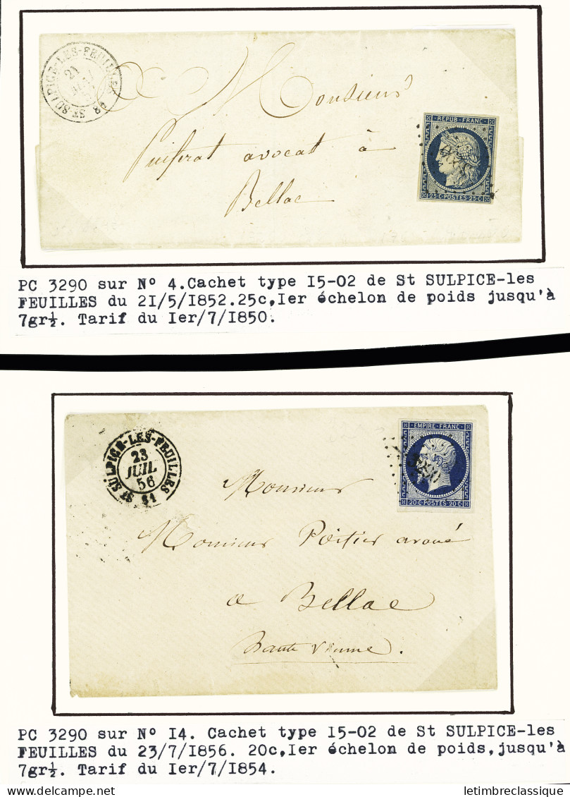 Lettre Saint Sulpice Les Feuilles : PC 3290 - 2 Lettres AFF N°4 Et N°14. TB - Sonstige & Ohne Zuordnung