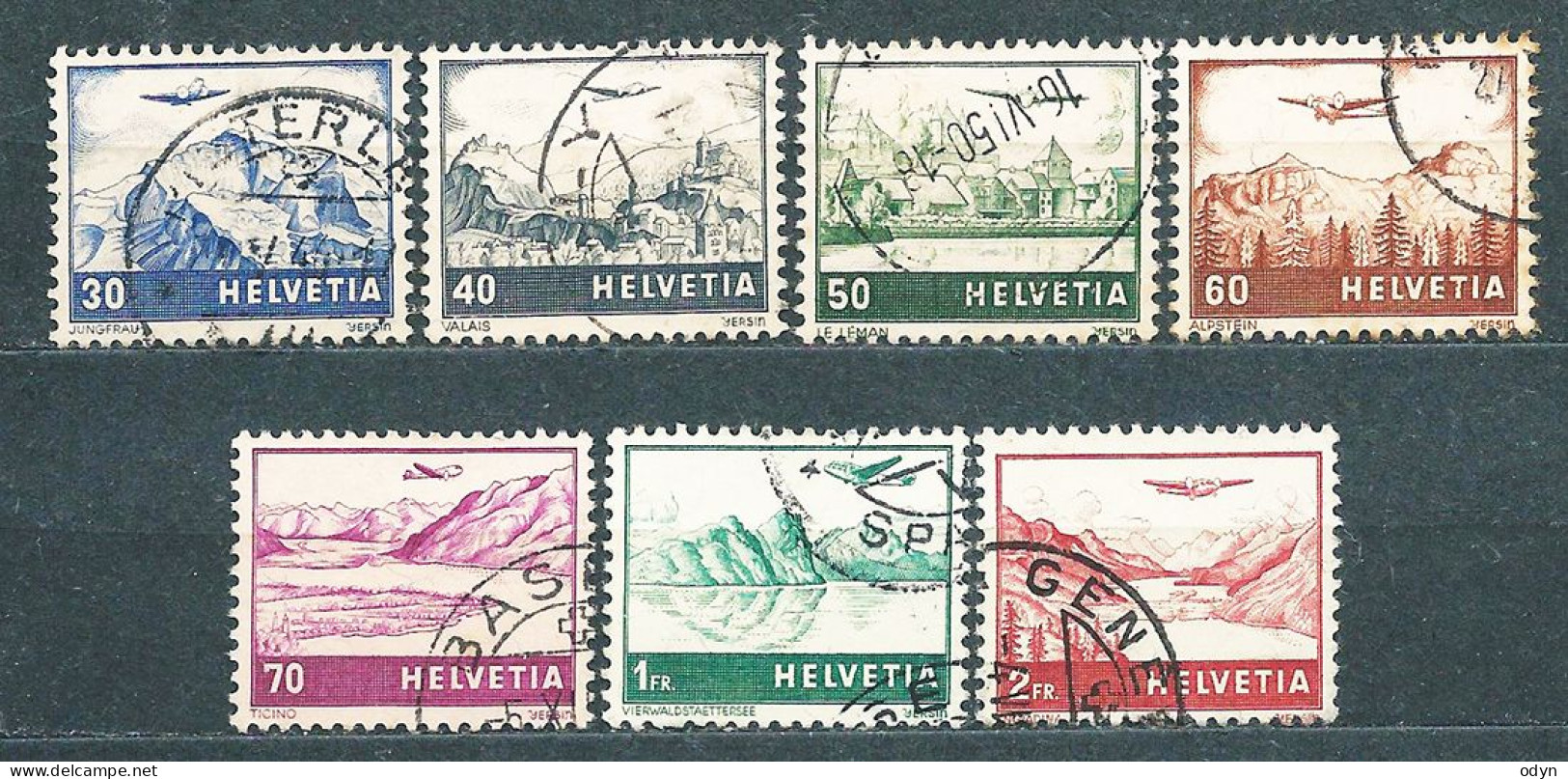 Switzerland 1924-1963 lot of 23 airmail used stamps: MiNr 189, 191, 213, 245, 256-57, 286, 293, 320, 387-93, 435-37, 780