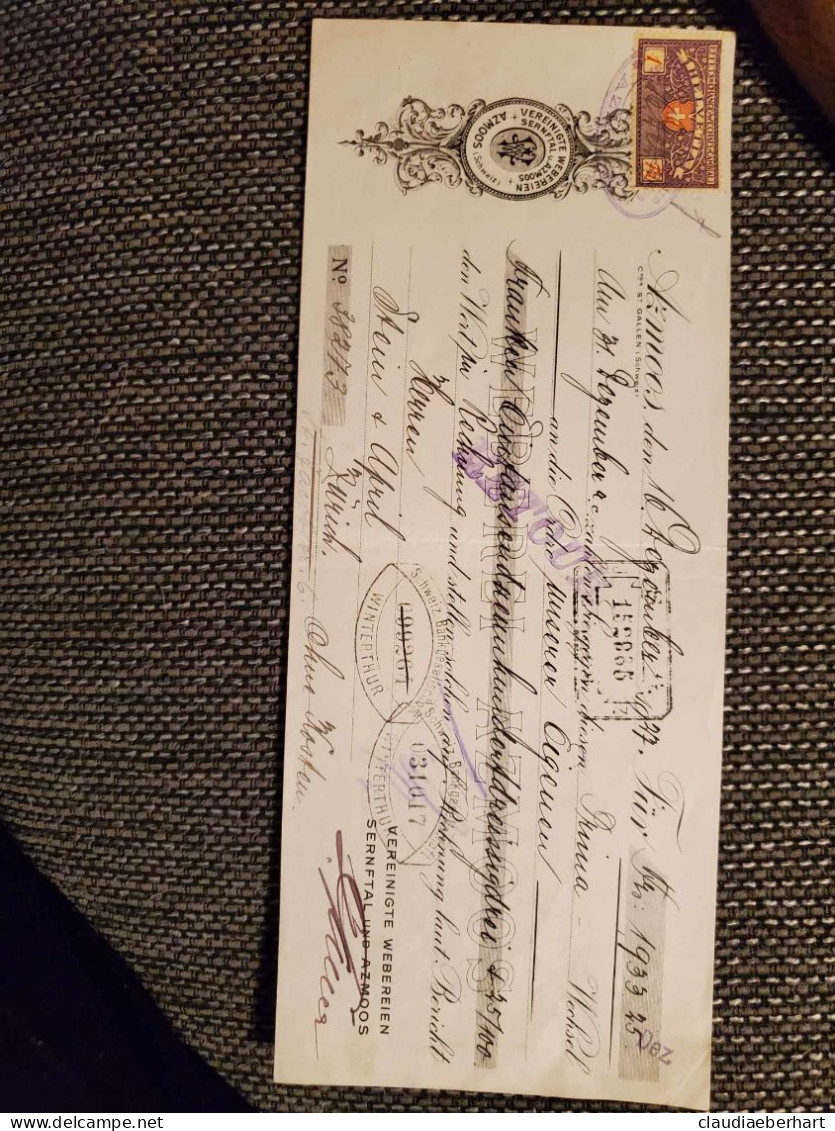 1933 Helvetia - Cheques & Traveler's Cheques