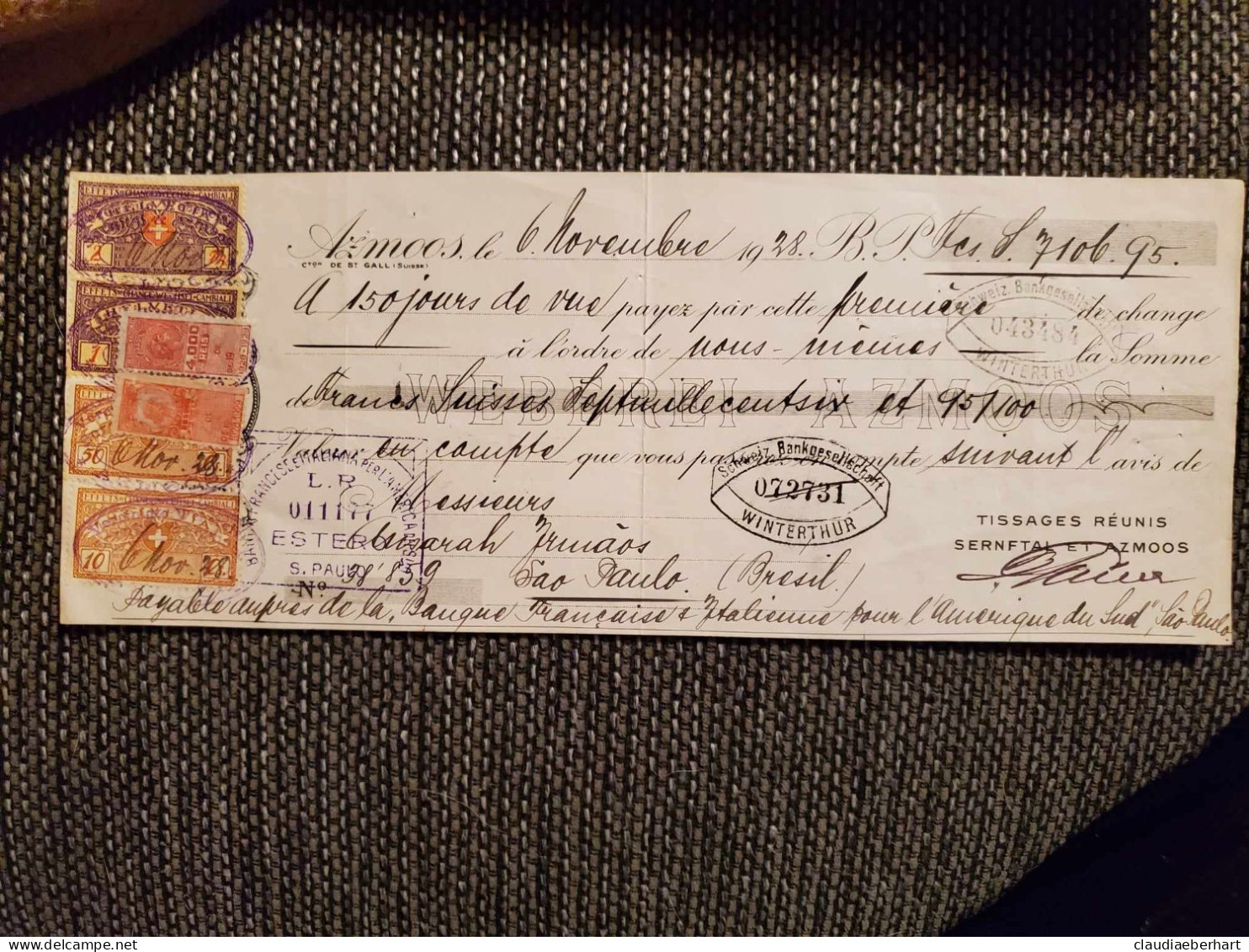 1928 Helvetia Und Brasilien - Cheques & Traverler's Cheques