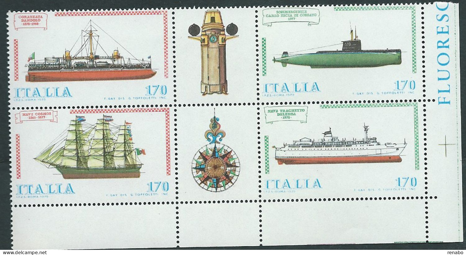 Italia 1979; Costruzioni Navali Italiane, Serie Completa In Blocco. Angolo Inferiore Destro. - 1971-80: Ungebraucht