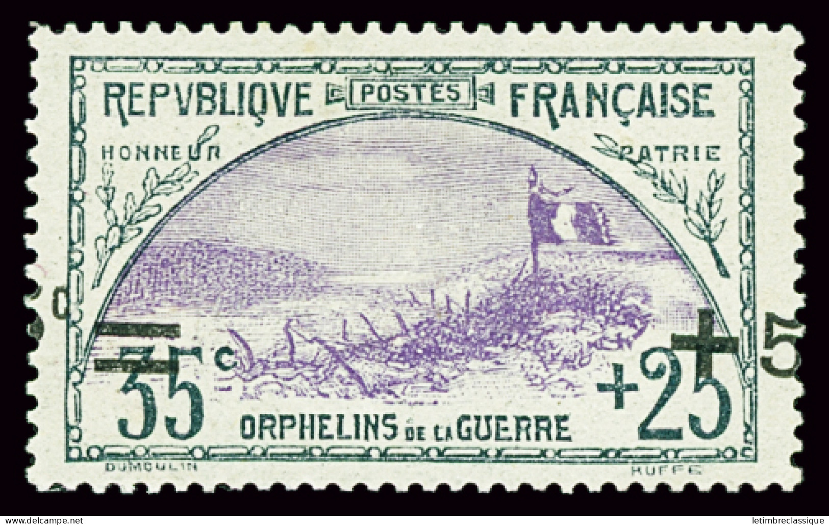 * N°166 Orphelins, Variété Surcharge à Cheval, Neuf *, TB, R. Signé Calves - Sonstige & Ohne Zuordnung