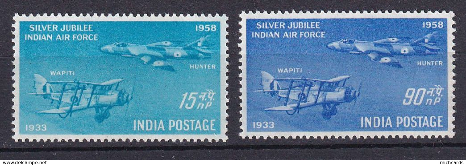 185 INDE 1958 - Yvert A 7/8 - Avion Air Force - Neuf ** (MNH) Sans Charniere - Nuevos