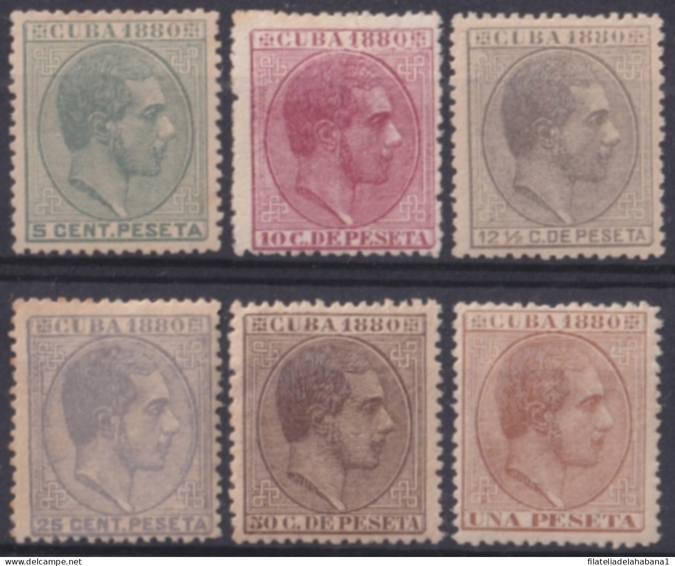 1880-205 CUBA SPAIN 1880 ALFONSO XII 10c - 1pta COMPLETE SET.  - Voorfilatelie