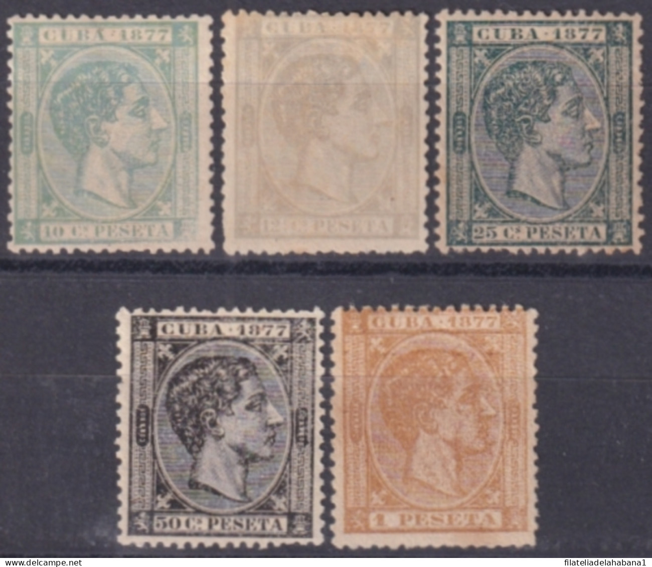 1877-163 CUBA SPAIN 1877 ALFONSO XII 10c - 1pta COMPLETE SET.  - Voorfilatelie