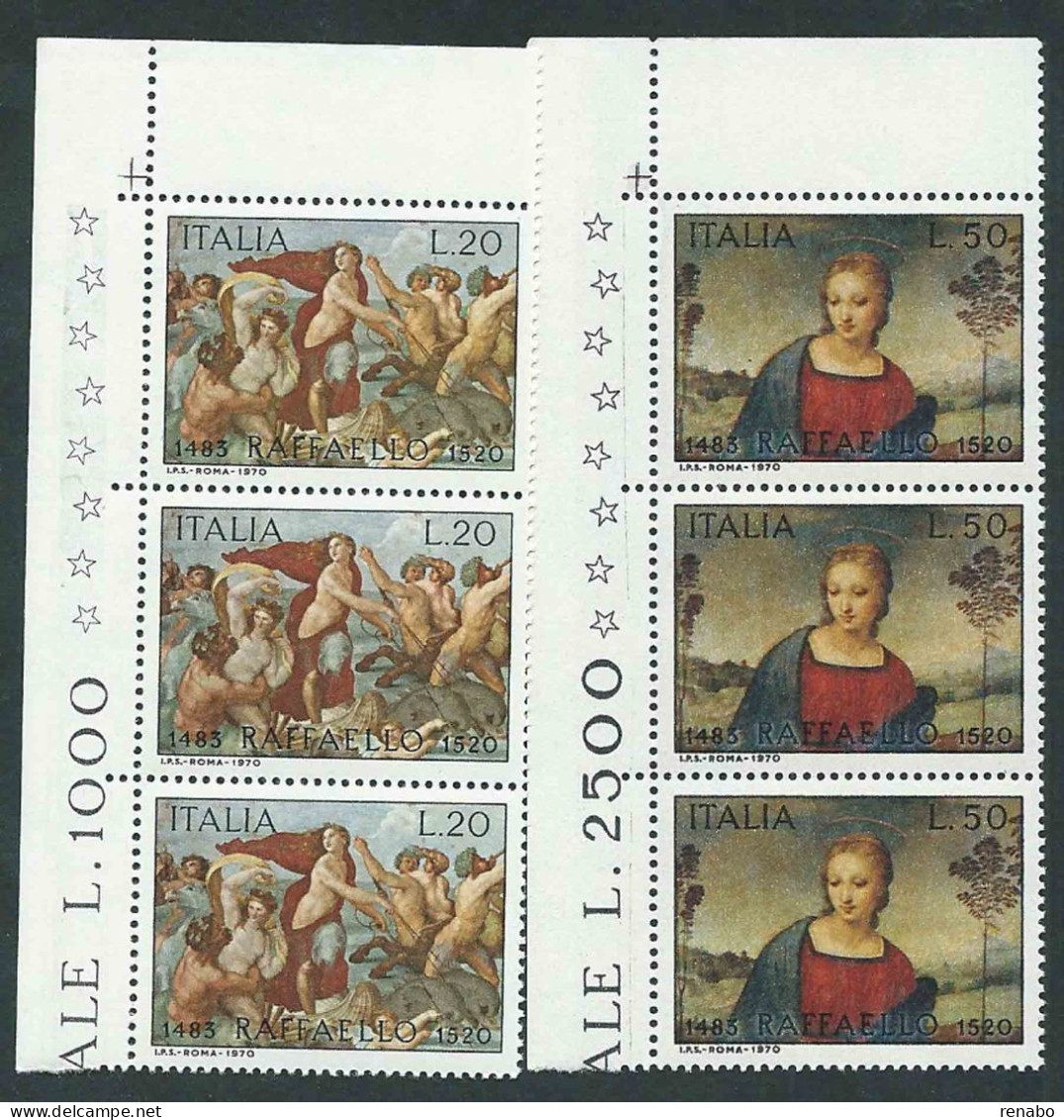 Italia 1970; Raffaello Sanzio, Pittore E Architetto; Serie Completa In Terzine D' Angolo Superiore. - 1961-70: Neufs