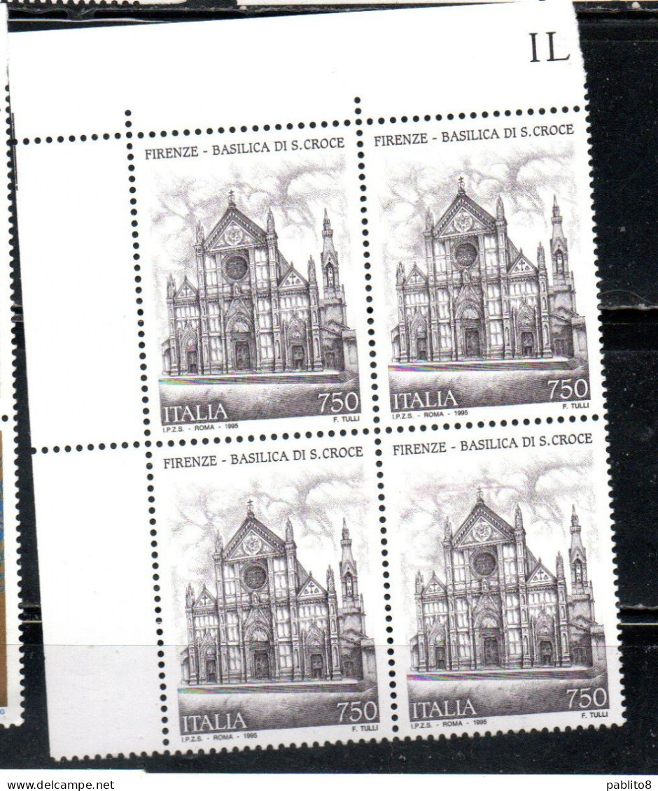 ITALIA REPUBBLICA ITALY REPUBLIC1995 PATRIMONIO ARTISTICO E CULTURALE ITALIANO BASILICA SANTA CROCE FIRENZE QUARTINA MNH - 1991-00: Neufs