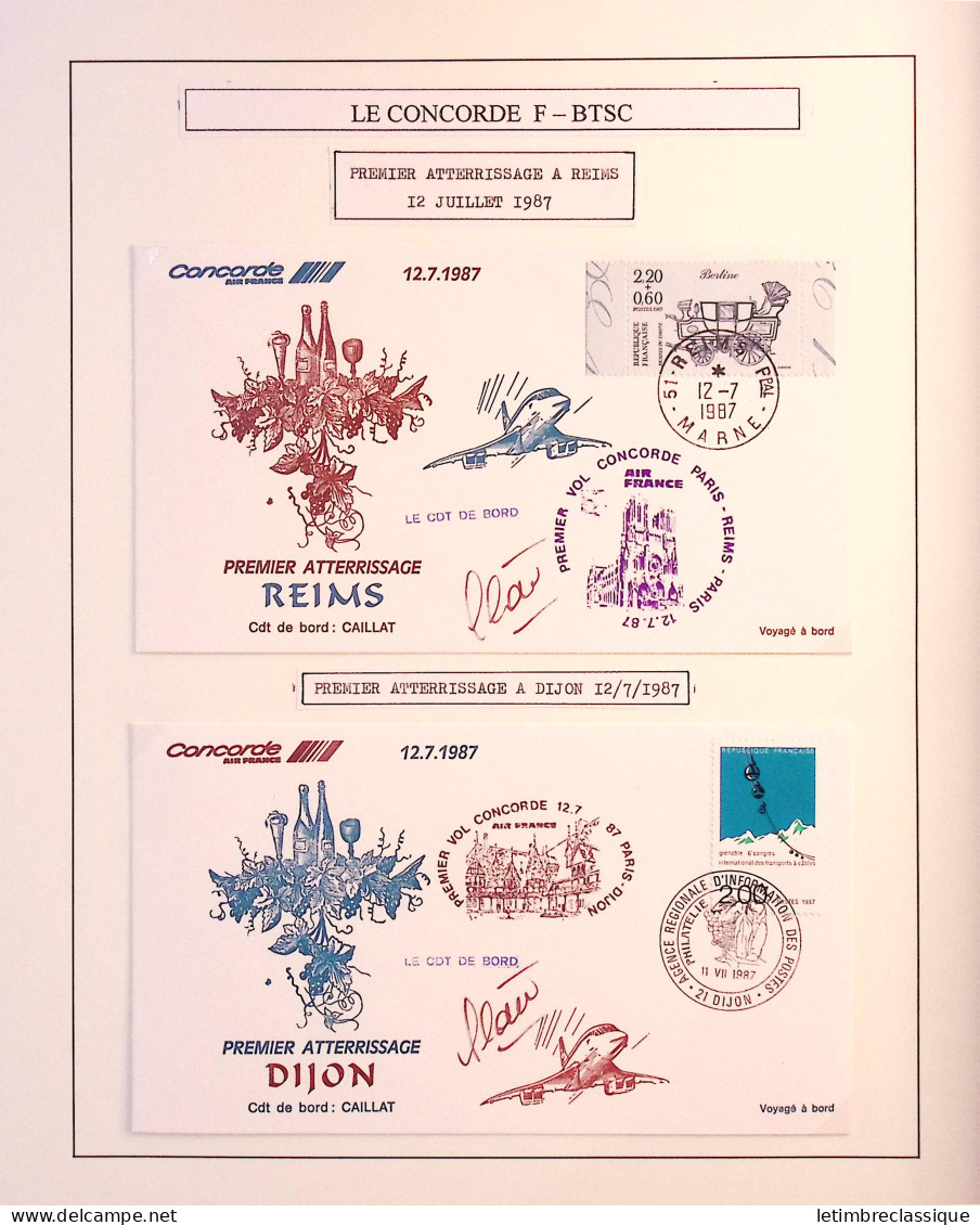 Lettre Ensemble de premiers vols Concorde dont 4 plis avec signature d'André Turcat et vols du Concorde F. BTSC dont plu