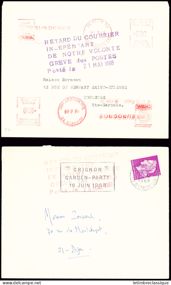 Lettre Lot De 5 Lettres De Grève "non Philatélique" Dont 1968, Rare - Stamps