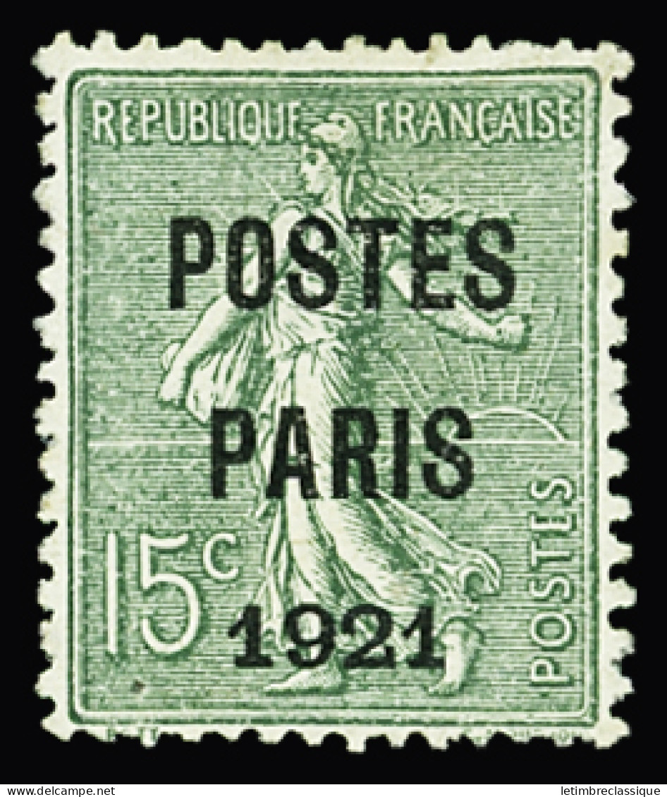 (*) N°28 15c Vert-olive POSTES PARIS 1921, Nsg, TB. Signé Scheller - Autres & Non Classés