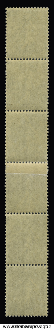 ** N°7 50c. Bleu, Variété Bande Verticale De 6 Avec Raccord Au Milieu Pour Rabouter Le 3è Timbre Au 4è, Neuf **, TB Et R - Coil Stamps