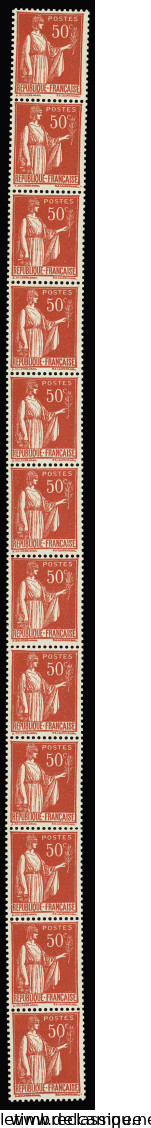 ** N°32 50c Paix En Bande Verticale De Douze, Soit 4 Roulettes De 3, Neuf **, Très Frais, TTB - Coil Stamps