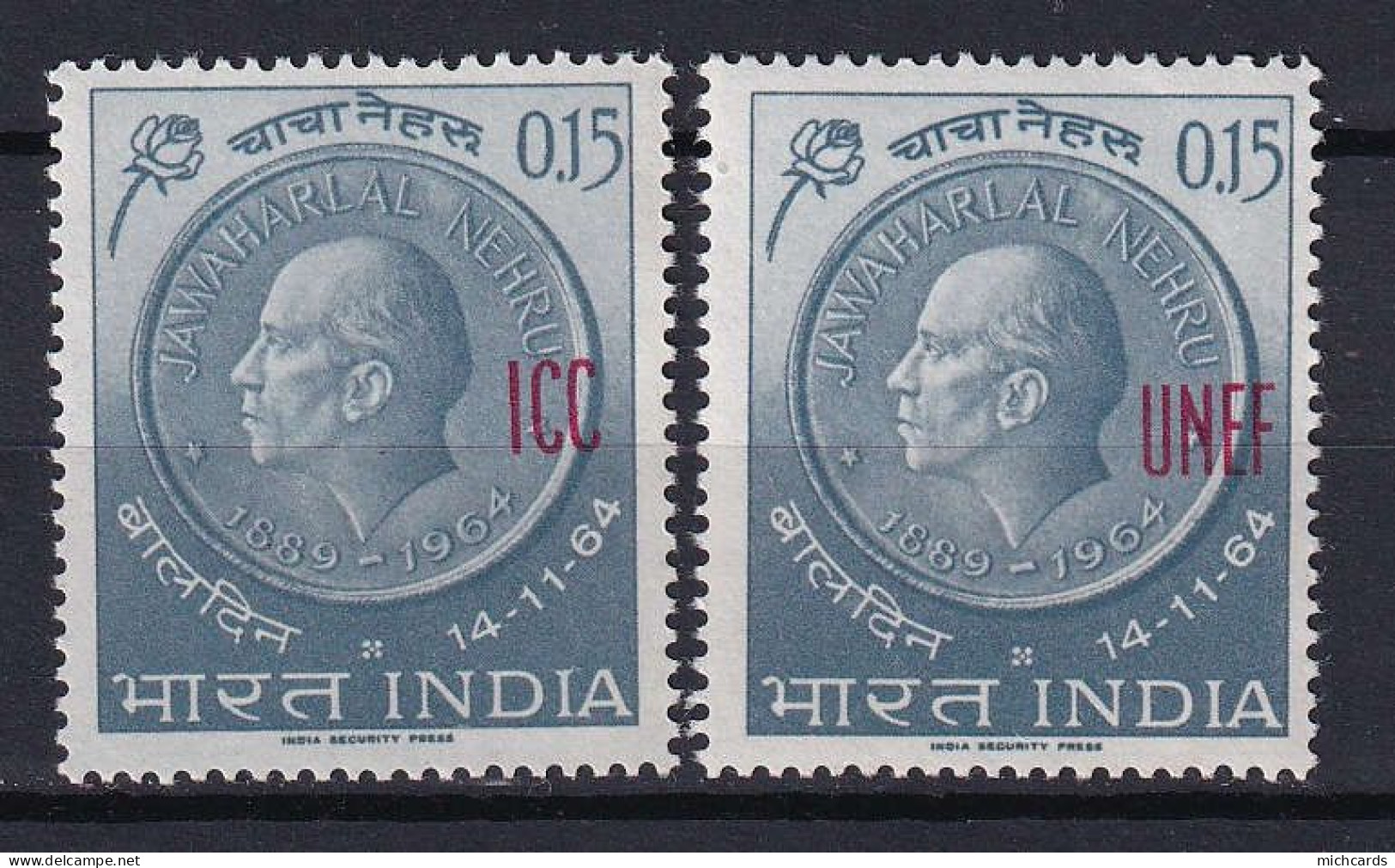 185 INDE 1965 - Yvert 57/58 Surcharge Carmin- Franchise - Neuf ** (MNH) Sans Charniere - Unused Stamps
