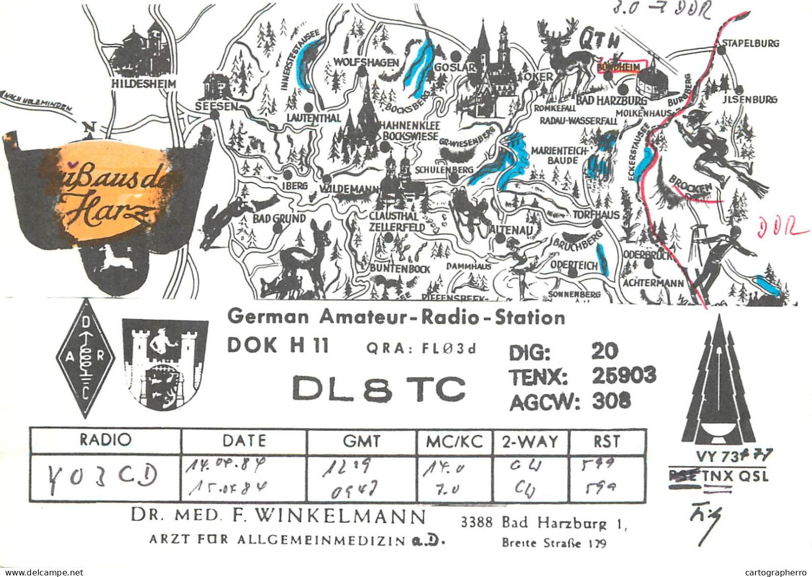 Germany Federal Republic Radio Amateur QSL Card Y03CD DL8TC - Radio Amatoriale