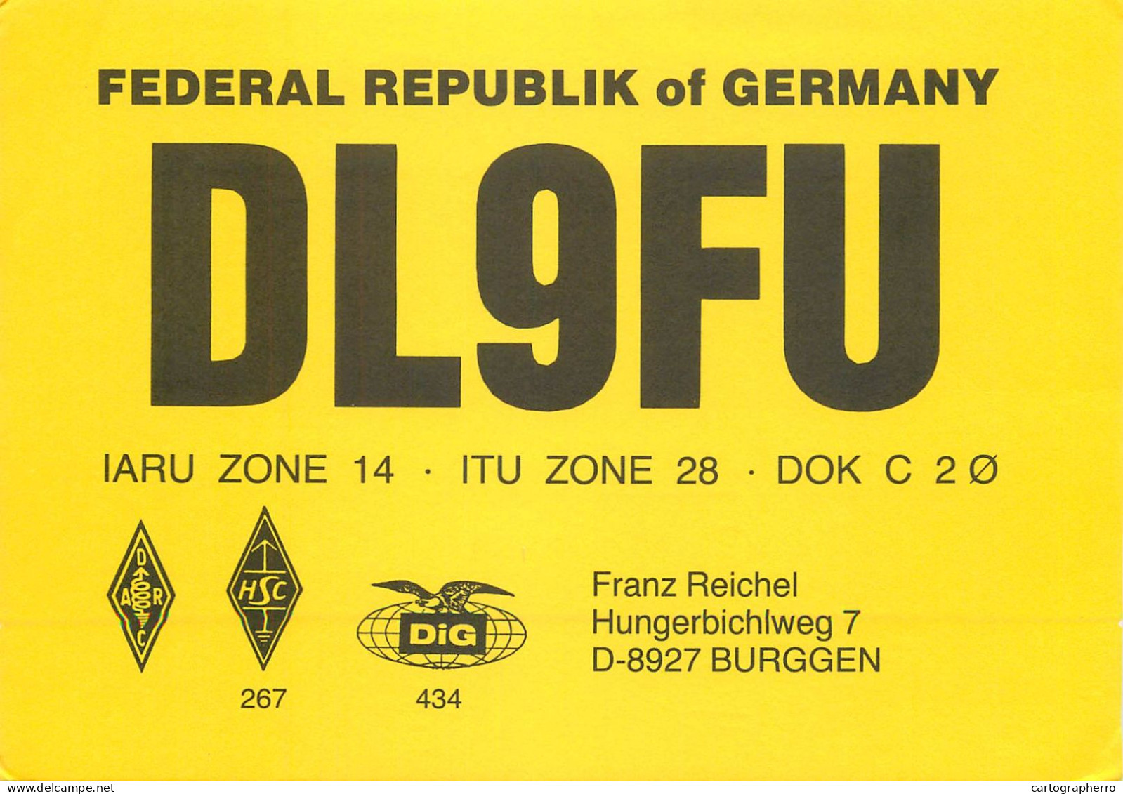 Germany Federal Republic Radio Amateur QSL Card Y03CD DL9FU - Radio Amatoriale