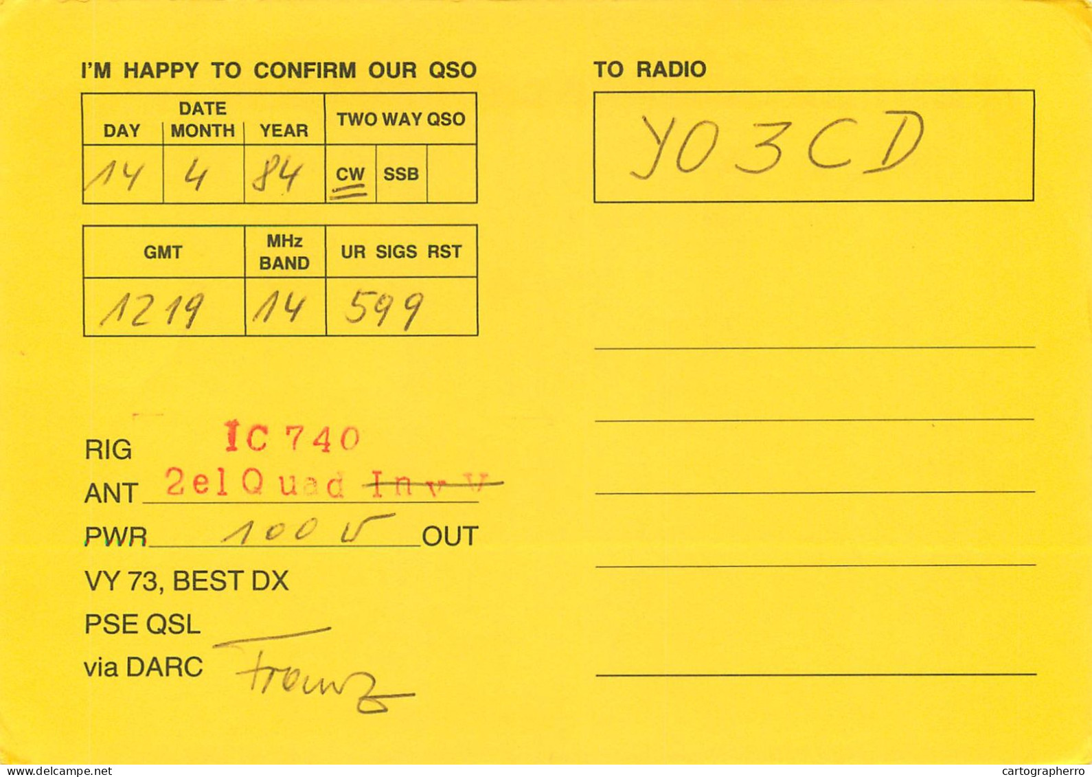 Germany Federal Republic Radio Amateur QSL Card Y03CD DL9FU - Radio Amateur