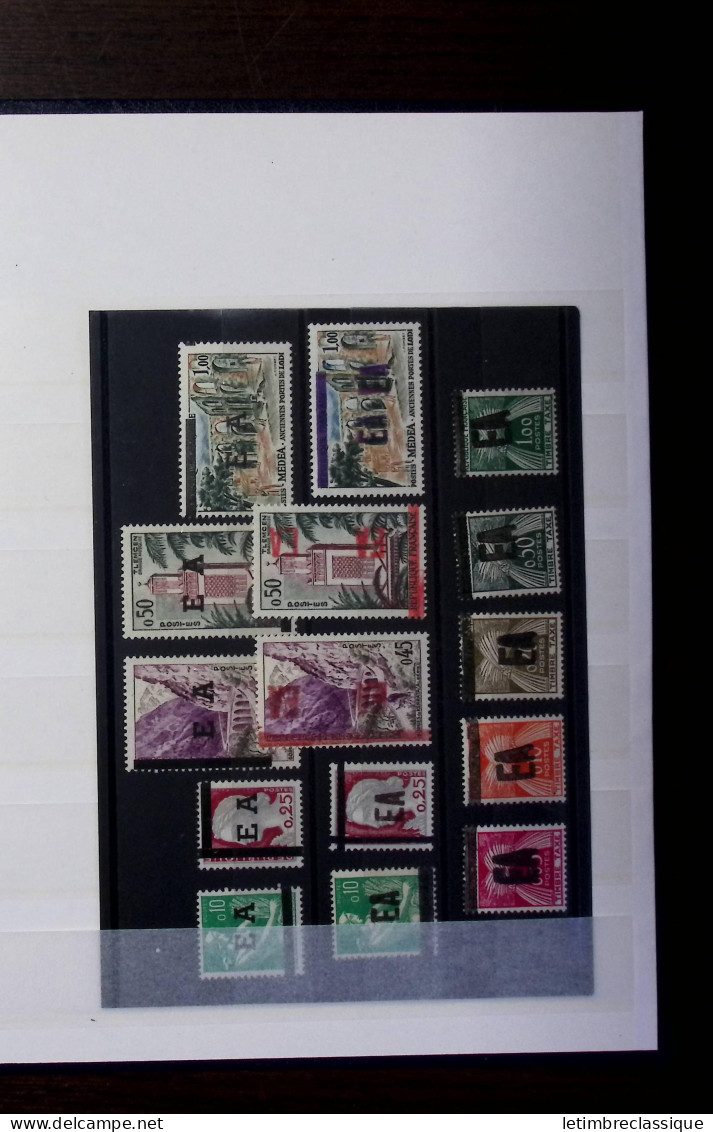 Lettre Petit classeur bleu sur les timbres d'Algérie surchargés EA de 1962 : 9 documents (dont les divers types de FDC) 