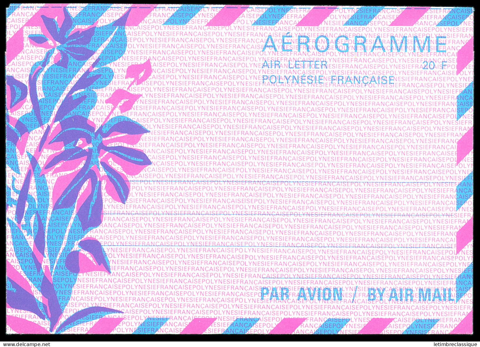 Lettre Polynésie Entier Postal Aérogramme N°1, 20F, Neuf. TB - Otros & Sin Clasificación