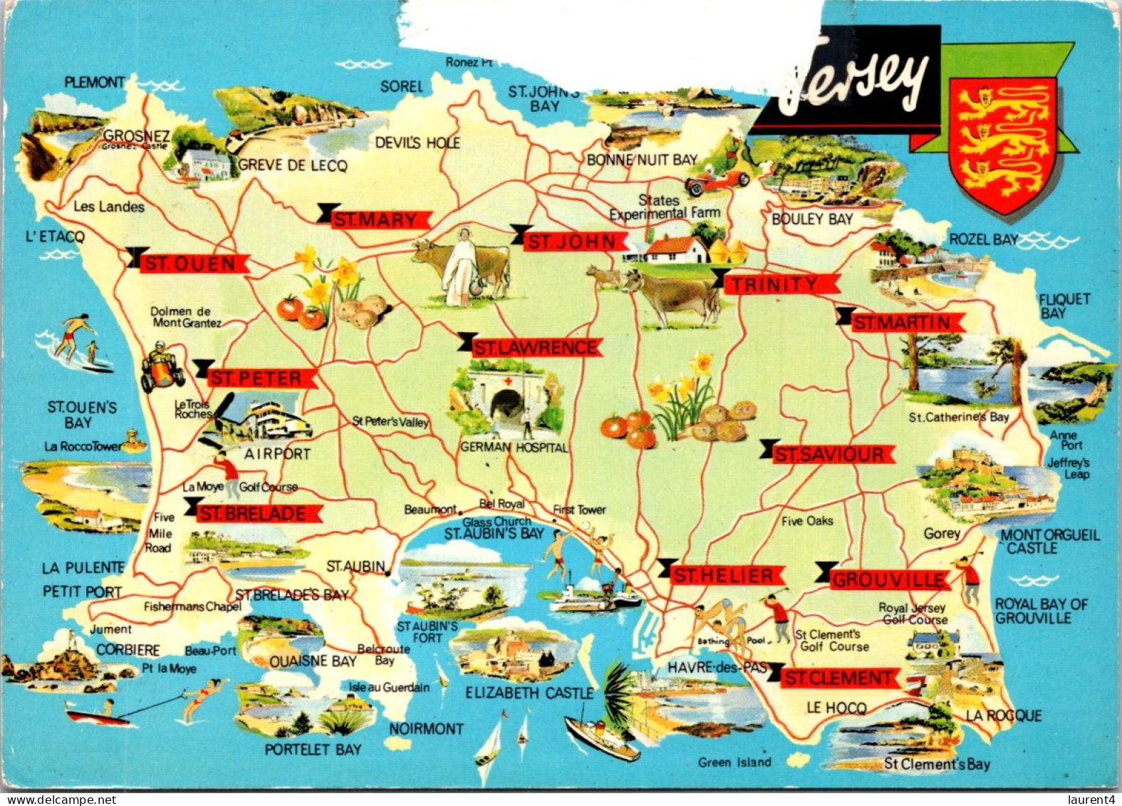 23-3-2024 (3 Y 46) Jersey  (posted To FRance 1979 With WWII Aicraft Stamp) - Map (conditon As Seen On Scan) - Carte Geografiche