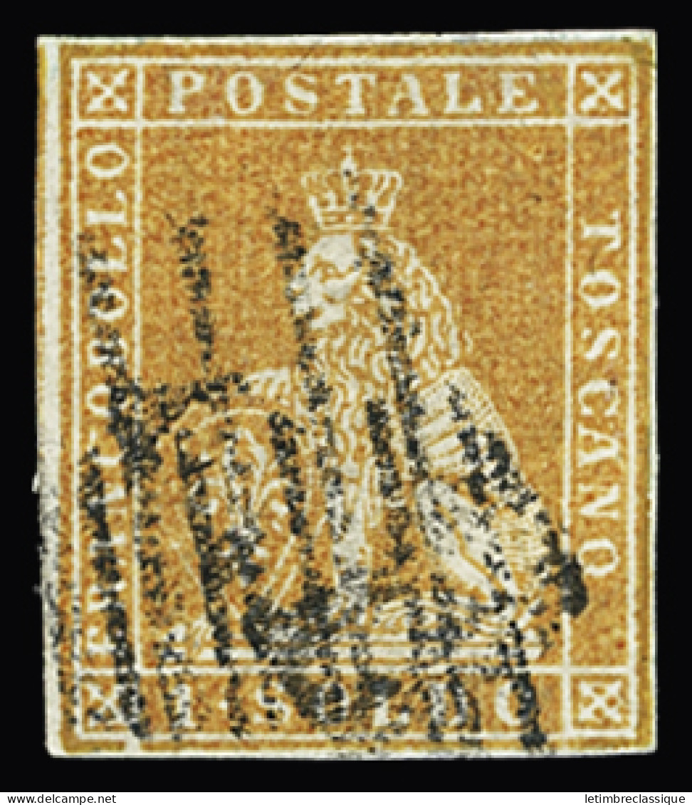 Obl N°11 1s Jaune Foncé, Obl., Réparé Mais TB D'aspect, Rare - Toscane