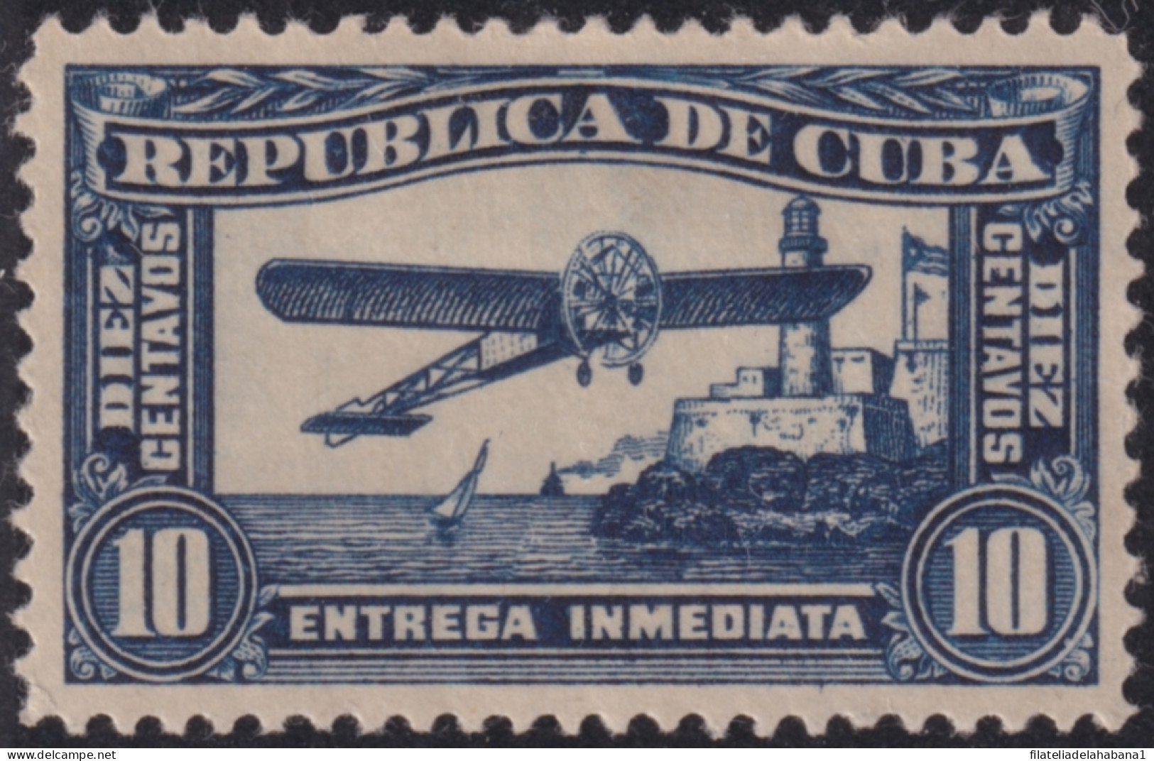 1914-177 CUBA REPUBLICA 1914 MH 10c SPECIAL DELIVERY AIRPLANE MORANE. - Ungebraucht