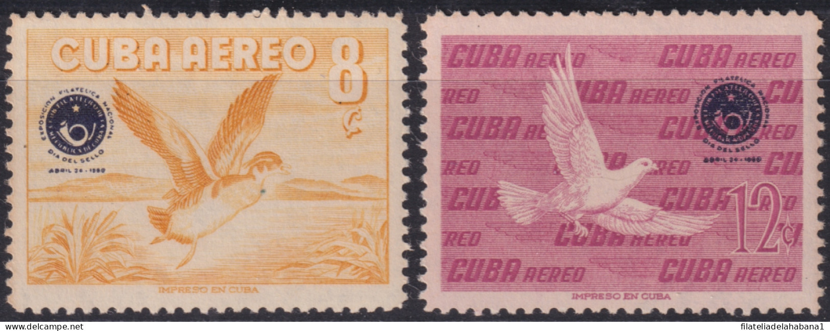1960.382 CUBA 1960 MNH OVERPRINT PHILATELIC EXPO OVERPRINT BIRD PIGEON AVES.  - Poste Aérienne