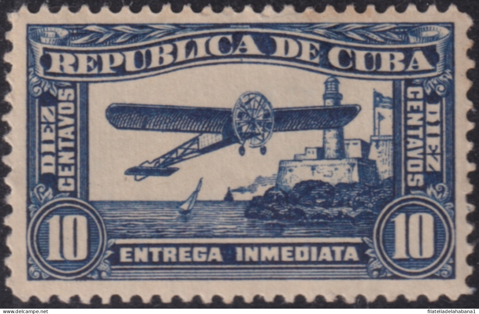 1914-176 CUBA REPUBLICA 1914 MH 10c SPECIAL DELIVERY AIRPLANE MORANE.  - Ongebruikt