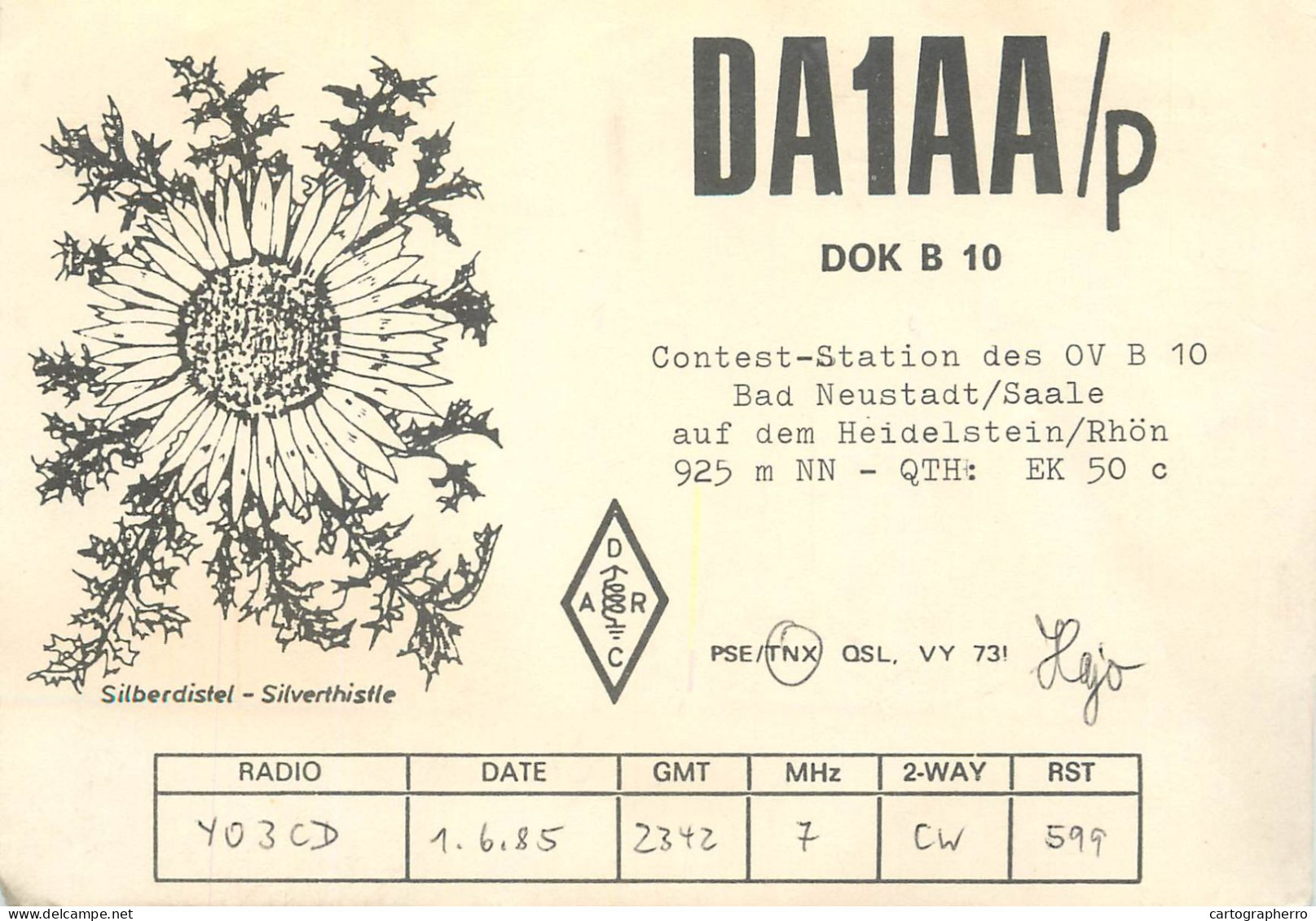 Germany Federal Republic Radio Amateur QSL Card Y03CD DA1AA - Radio Amatoriale