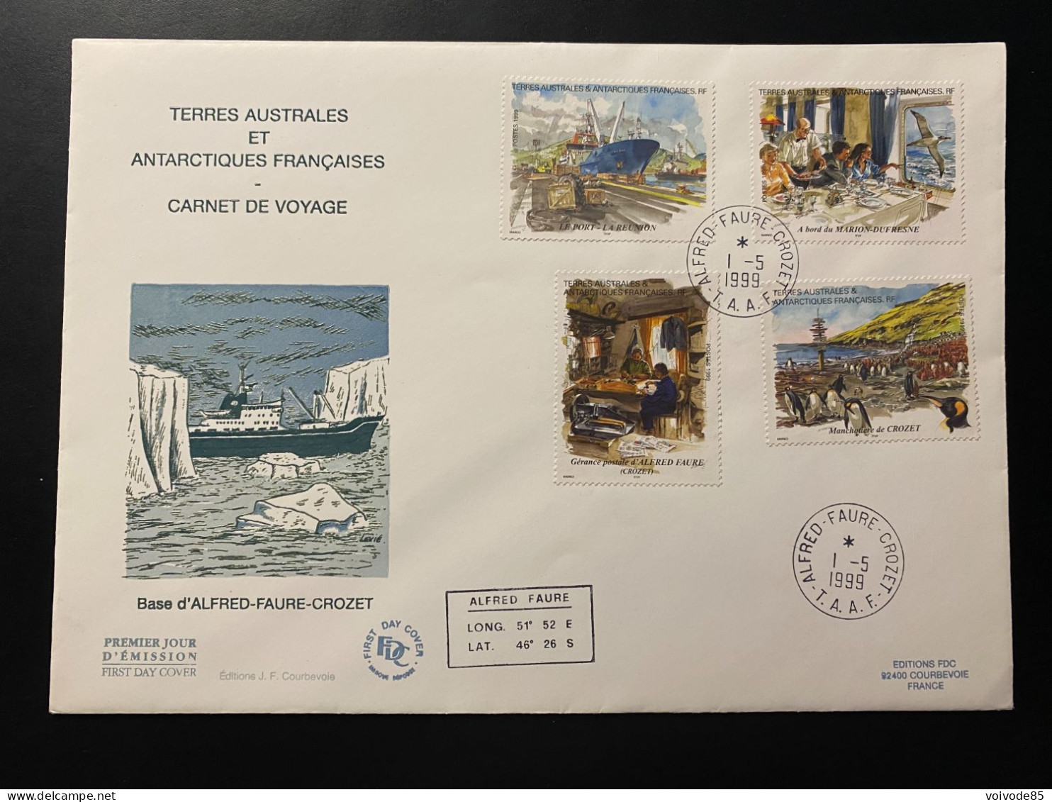 Enveloppe 1er Jour "Carnet De Voyage - Aquarelles De Serge Marko" 01/05/1999 - 248-249-250-251 - TAAF - FDC