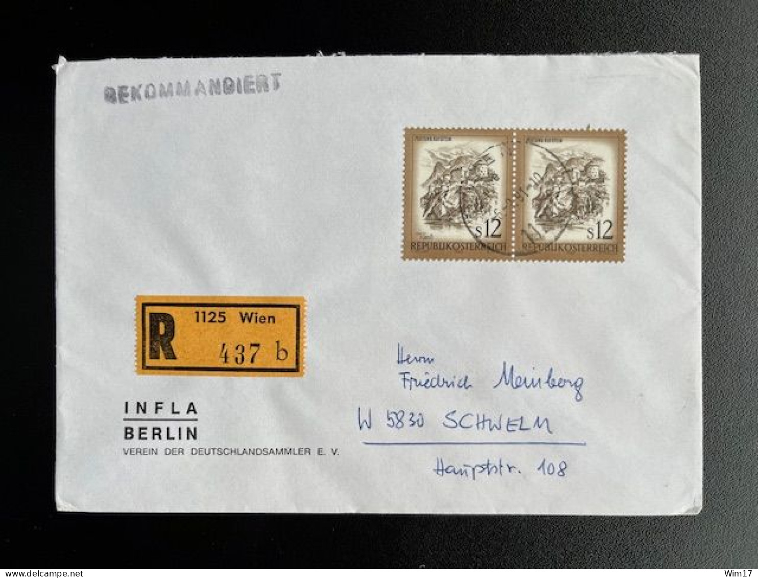 AUSTRIA 1991 REGISTERED LETTER VIENNA WIEN TO SCHWELM 06-09-1991 OOSTENRIJK OSTERREICH EINSCHREIBEN - Briefe U. Dokumente