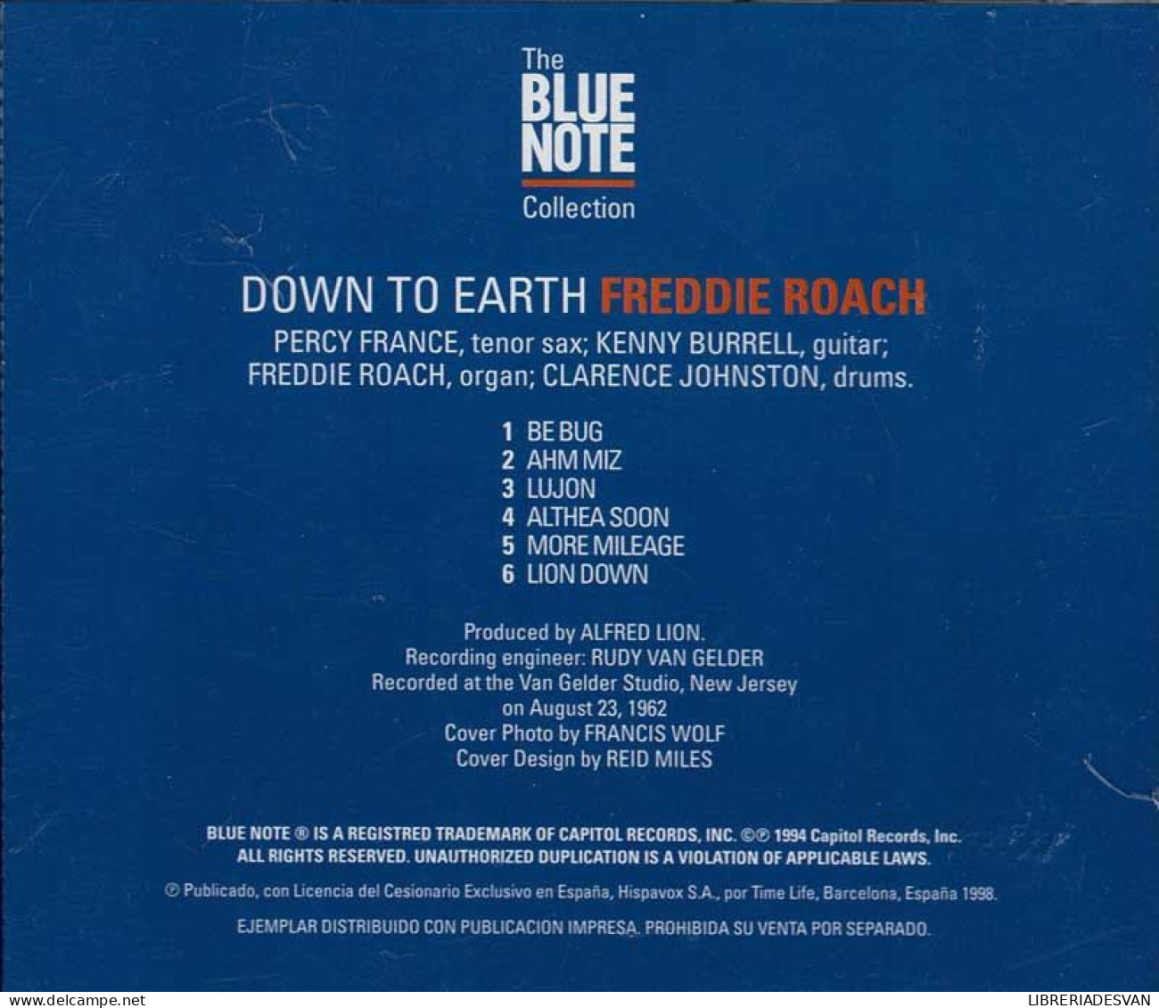 Freddie Roach - Down To Earth. CD - Jazz