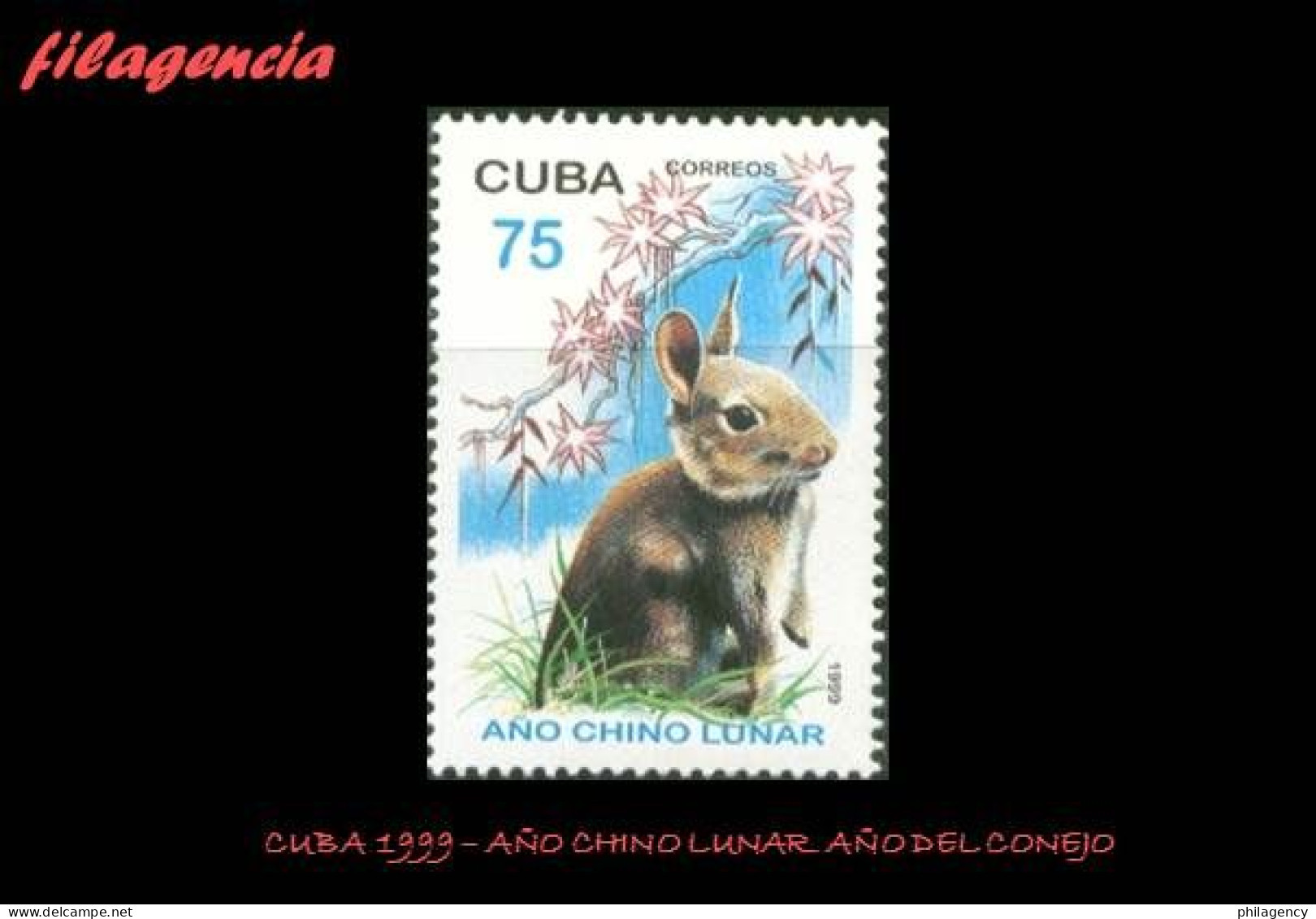 CUBA MINT. 1999-04 AÑO CHINO LUNAR. AÑO DEL CONEJO - Ungebraucht