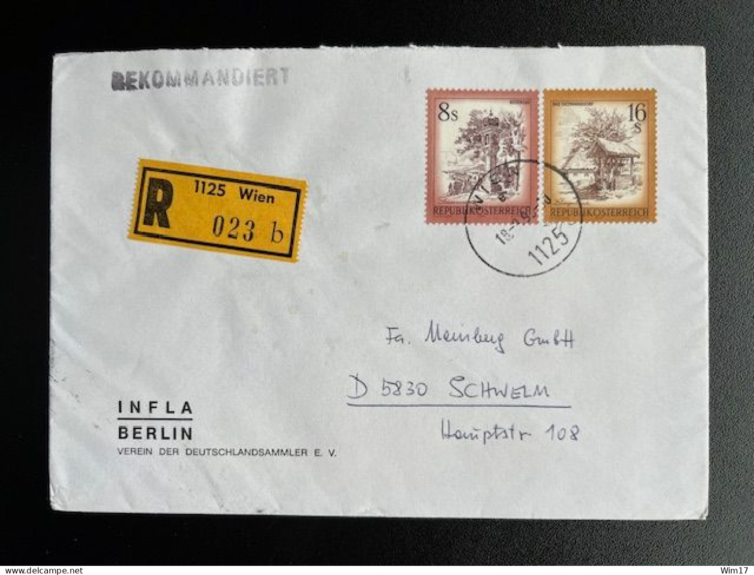 AUSTRIA 1990? REGISTERED LETTER VIENNA WIEN TO SCHWELM OOSTENRIJK OSTERREICH EINSCHREIBEN - Storia Postale