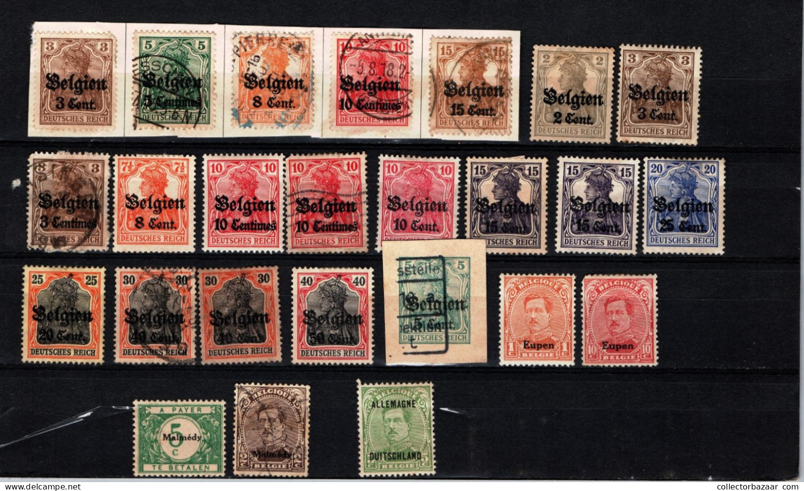 Belgium Belgique German Occupation Germania Overprinted Stamps Nice Postmarks Cancels - Duits Leger