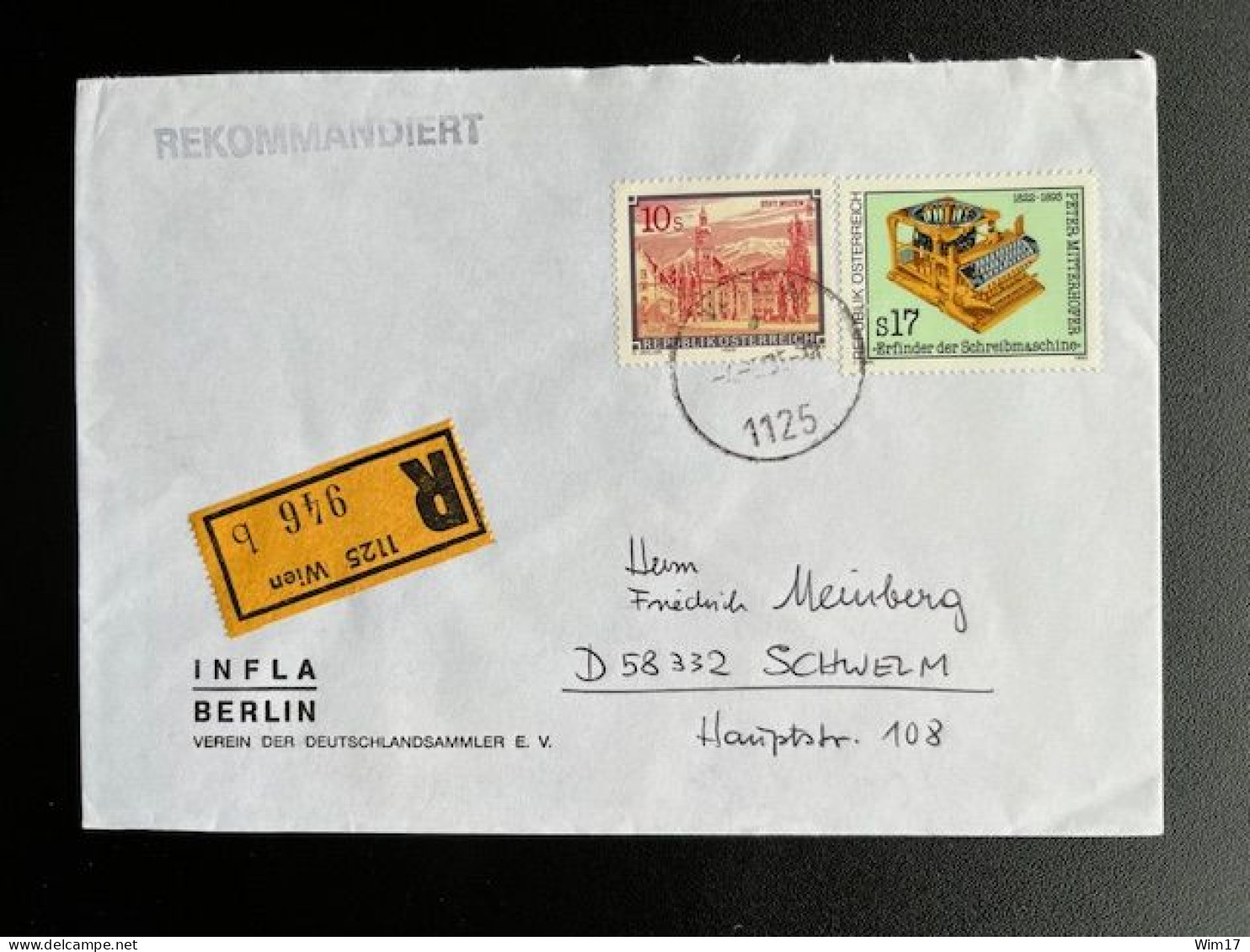 AUSTRIA 1995 REGISTERED LETTER VIENNA WIEN TO SCHWELM 04-05-1995 OOSTENRIJK OSTERREICH EINSCHREIBEN - Briefe U. Dokumente