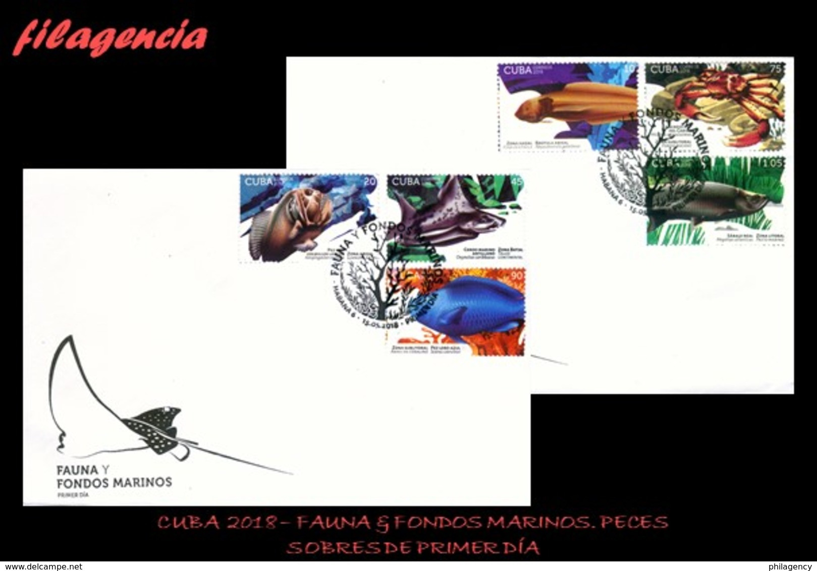 CUBA SPD-FDC. 2018-14 FAUNA & FONDOS MARINOS. PECES - FDC