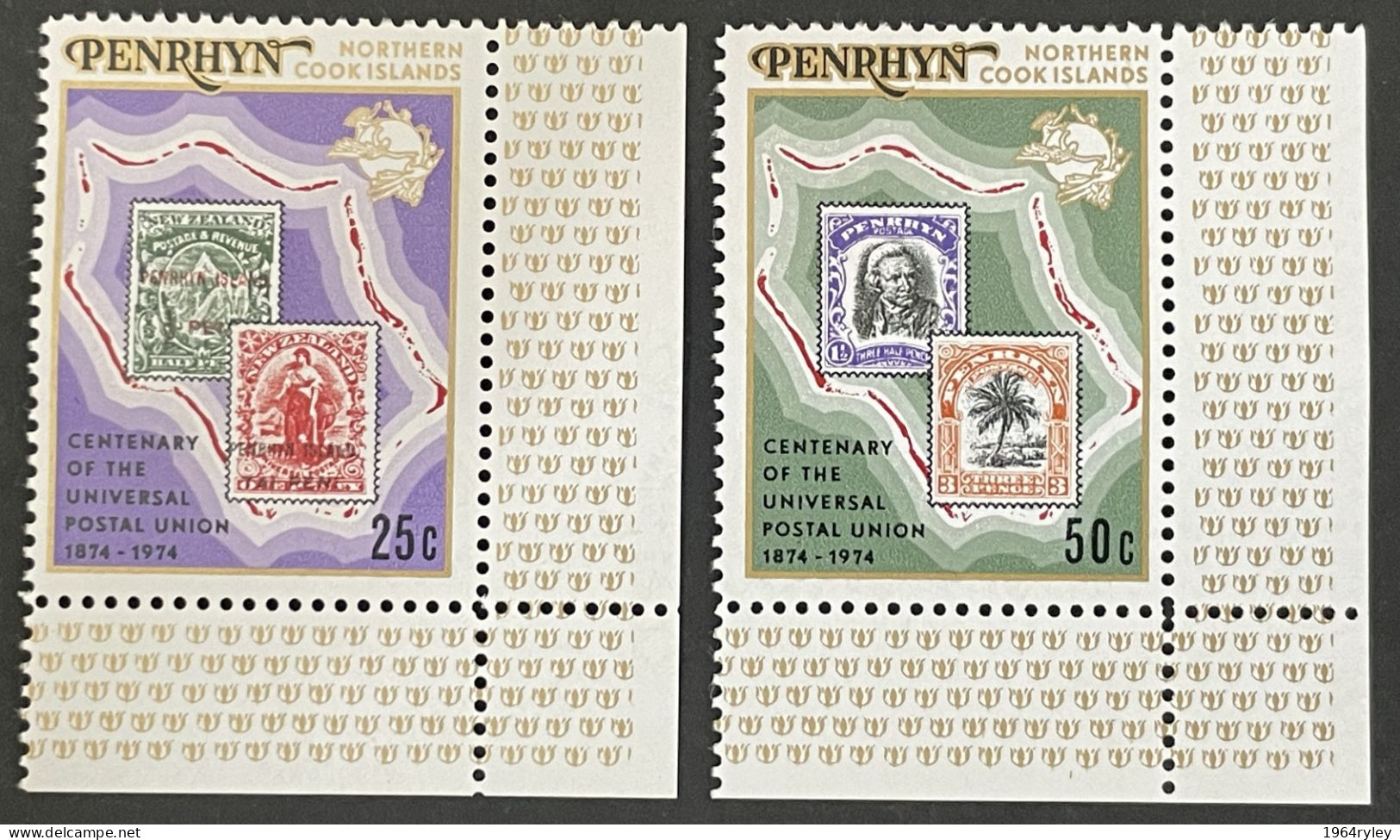 PENRHYN - MNH** - 1974 Universal Postal Union Centenary  - # 64/65 - Penrhyn