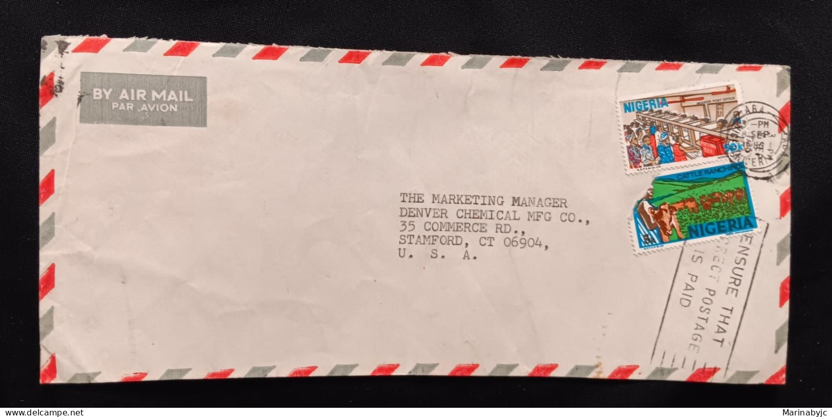 DM)1986, NIGERIA, LETTER SENT TO U.S.A, AIR MAIL, WITH STAMPS SCENES OF NIGERIAN LIFE, POST OFFICE, CURRENT SERIES, LIVE - Nigeria (1961-...)