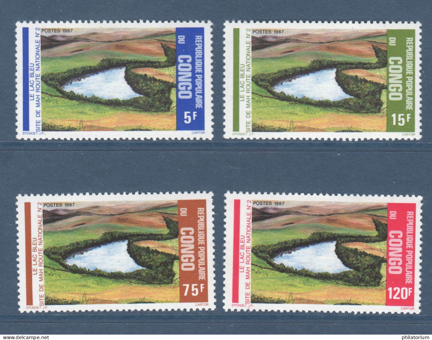 Congo, **, Yv 797, 798, 799, 800, Mi 1083n 1084, 1085, 1086, SG 1976 à 1079, Lac Bleu, - Neufs