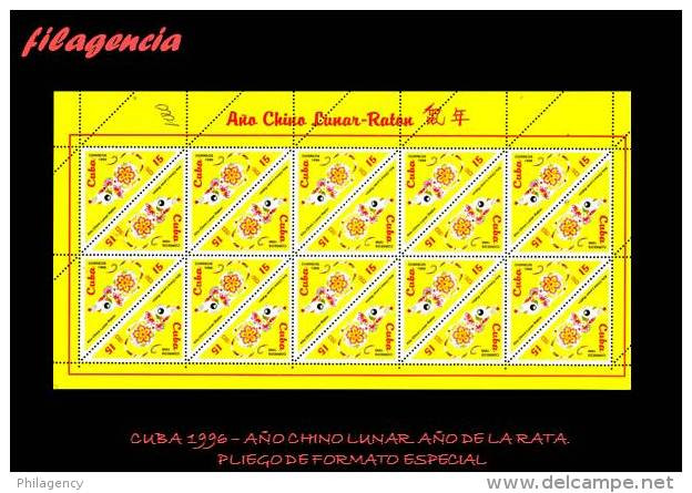 CUBA. PLIEGOS. 1996-23 AÑO CHINO LUNAR. AÑO DE LA RATA - Blocks & Sheetlets