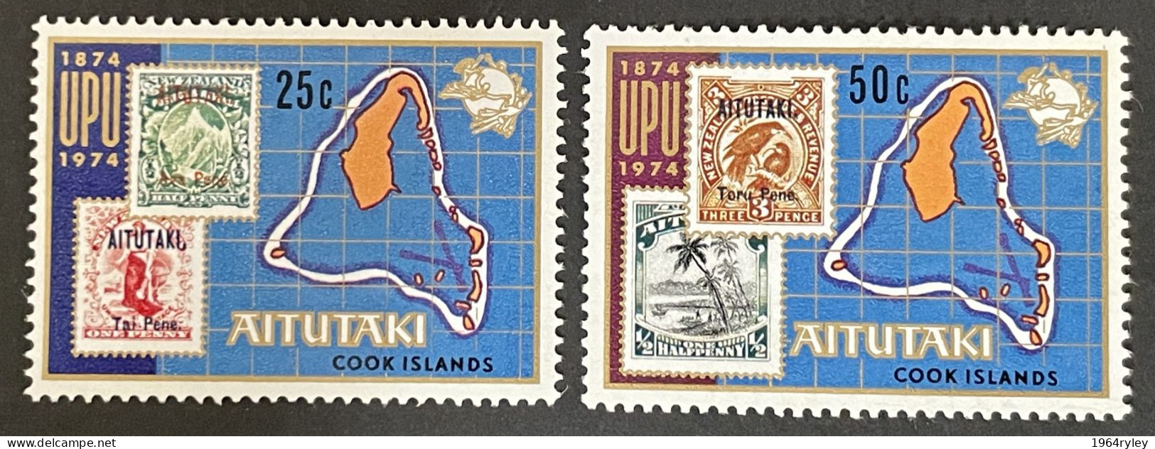AITUTAKI - MNH** - 1974 Universal Postal Union Centenary  - # 120/121 - Aitutaki