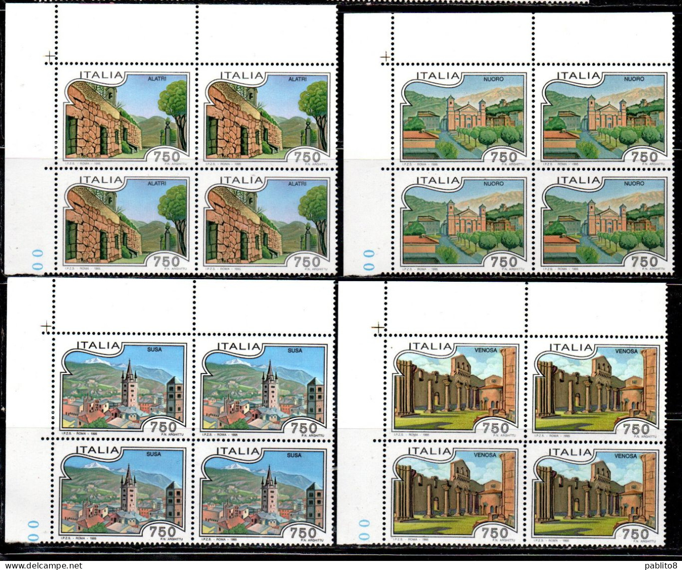 ITALIA REPUBBLICA ITALY REPUBLIC 1995 PROPAGANDA TURISTICA TURISMO TOURISM SERIE COMPLETA QUARTINA ANGOLO FOGLIO SET MNH - 1991-00: Neufs