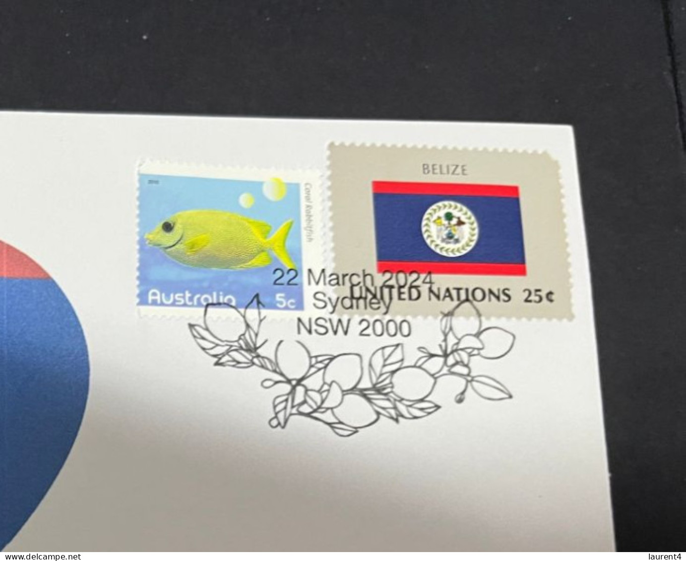 23-3-2024 (3 Y 44) COVID-19 4th Anniversary - Belize - 23 March 2024 (with Belize UN Flag Stamp) - Malattie