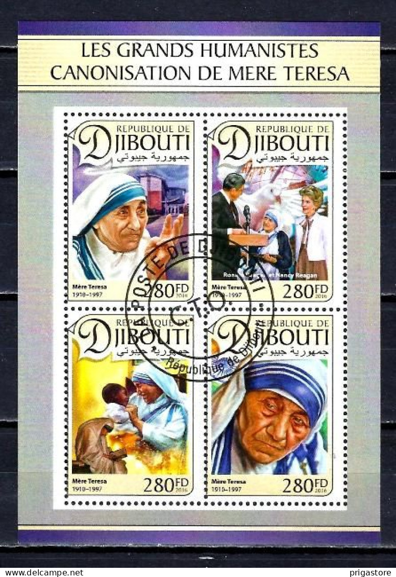 Célébrités Mère Teresa Djibouti 2016 (13) Yvert N° 1304 à 1307 Oblitérés Used - Mutter Teresa