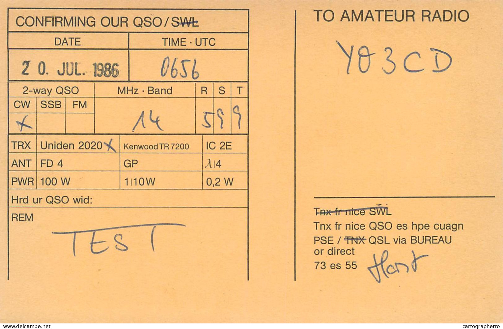 Germany Federal Republic Radio Amateur QSL Card Y03CD DL9FBC - Radio Amatoriale