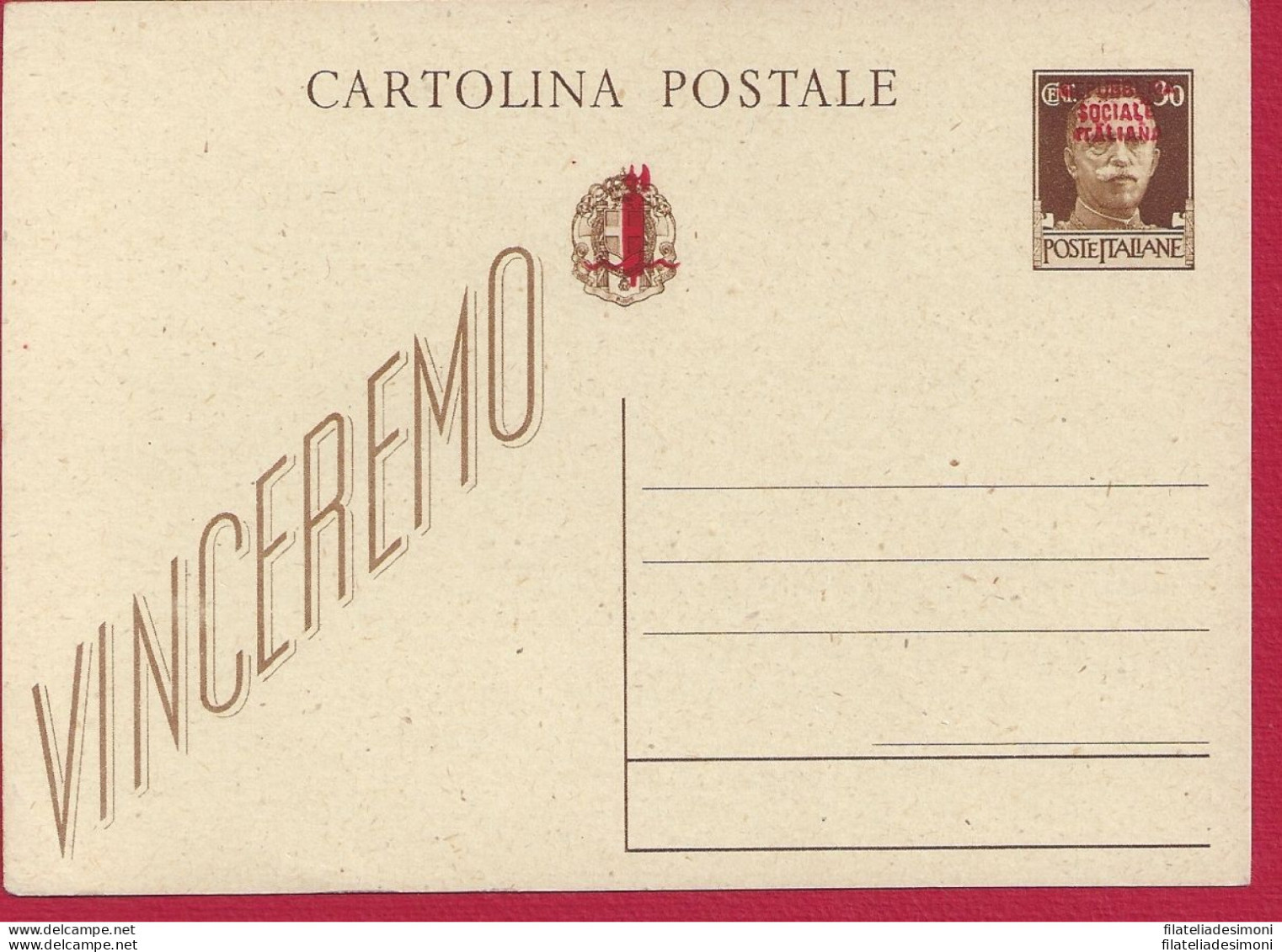 1944 RSI - C 104a  Doppia Sovrastampa  NUOVA - Entiers Postaux