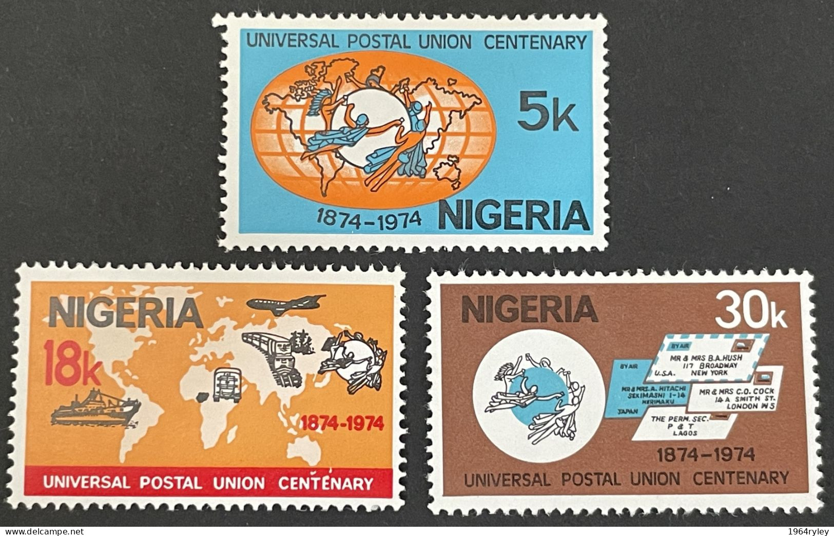 NIGERIA - MNH** - 1974 Universal Postal Union Centenary  - # 304/306 - Nigeria (1961-...)