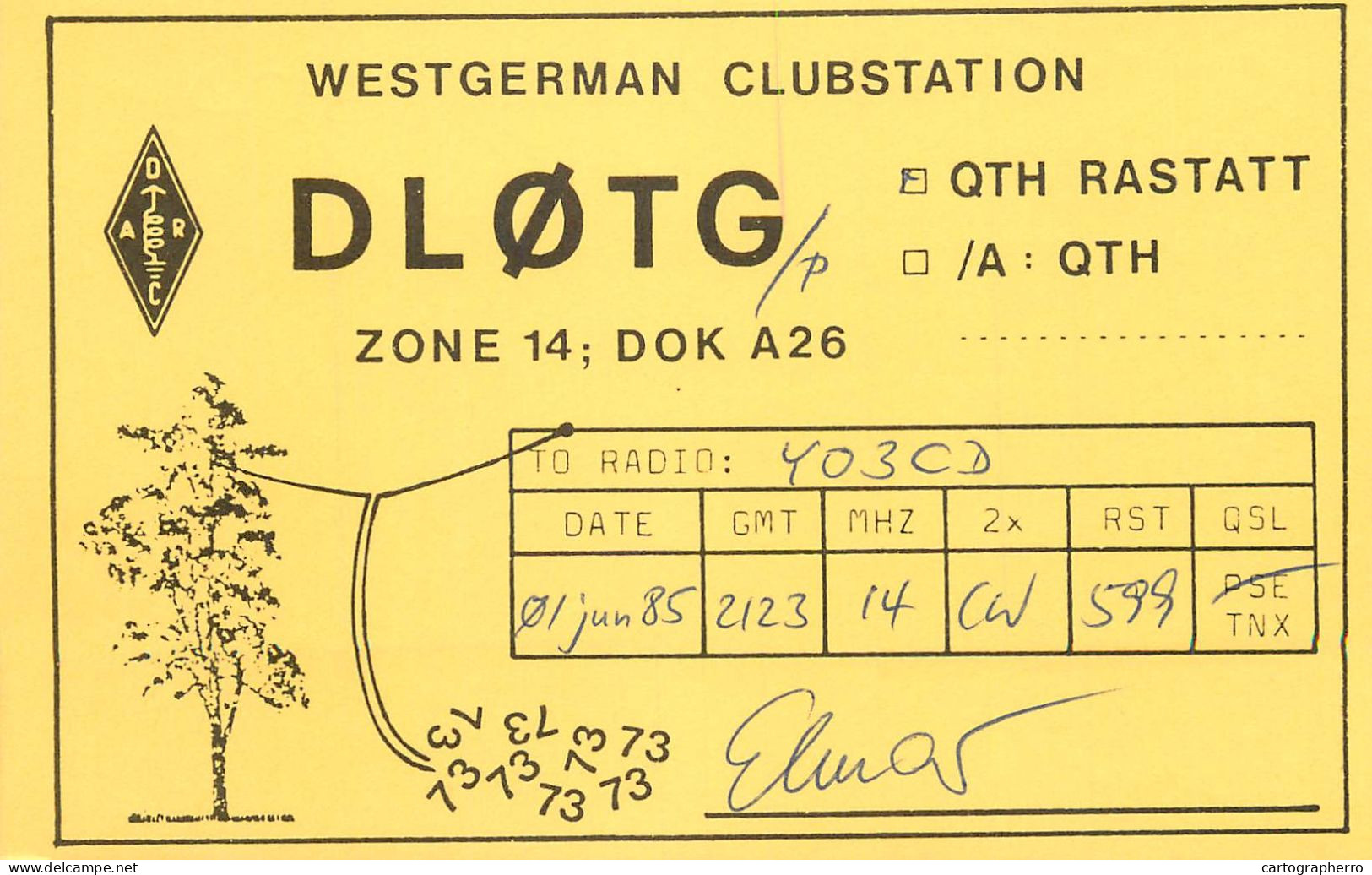 Germany Federal Republic Radio Amateur QSL Card Y03CD DL0TG - Radio Amatoriale